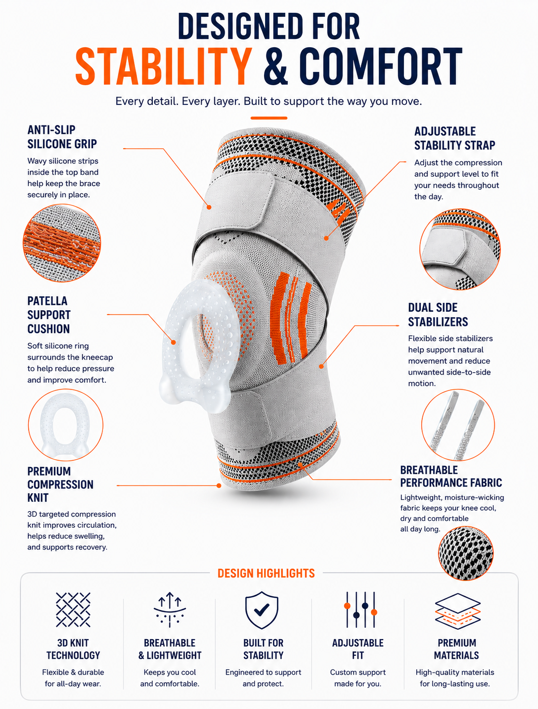 Professional Knee Brace Compression Sleeve