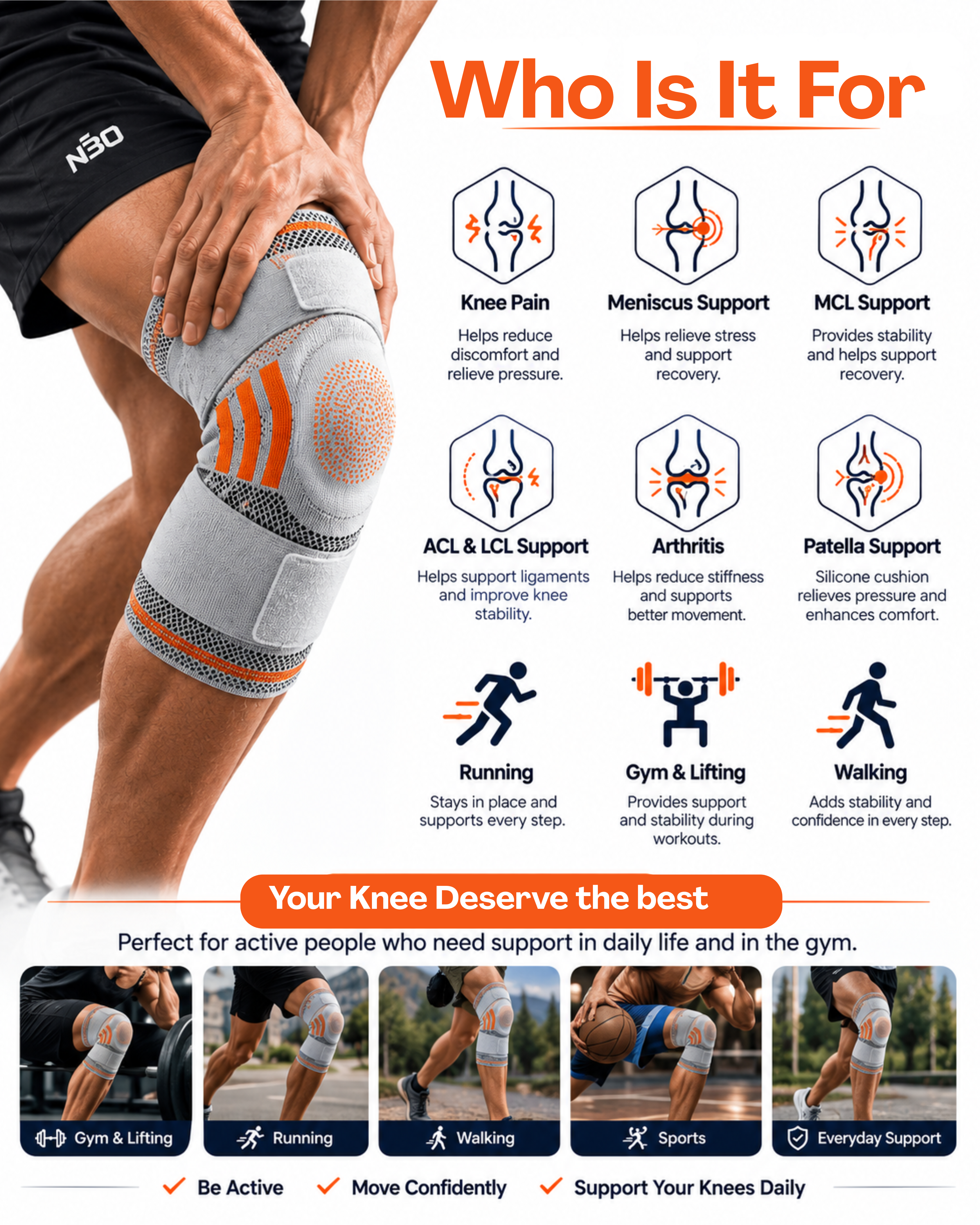 Professional Knee Brace Compression Sleeve